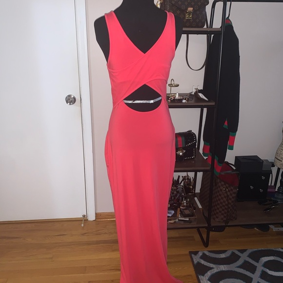 Coral Criss Cross Back Maxi Dress - Picture 2 of 3
